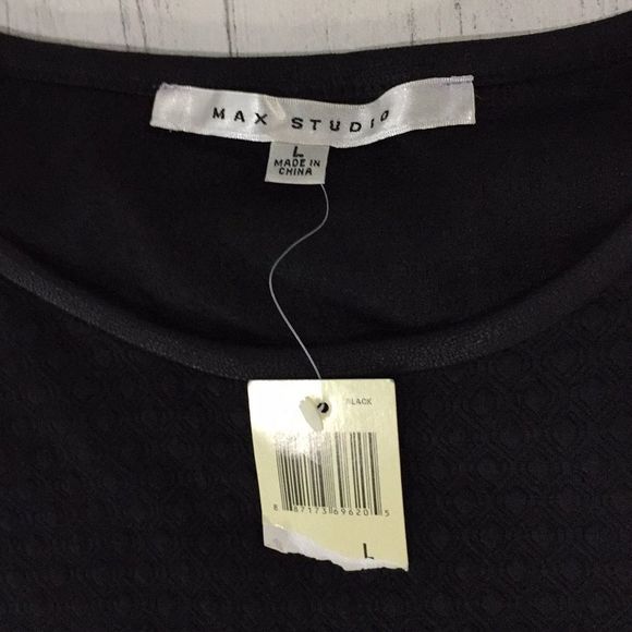 NWT Max Studio Black Textured Print Tank Top - Picture 4 of 6